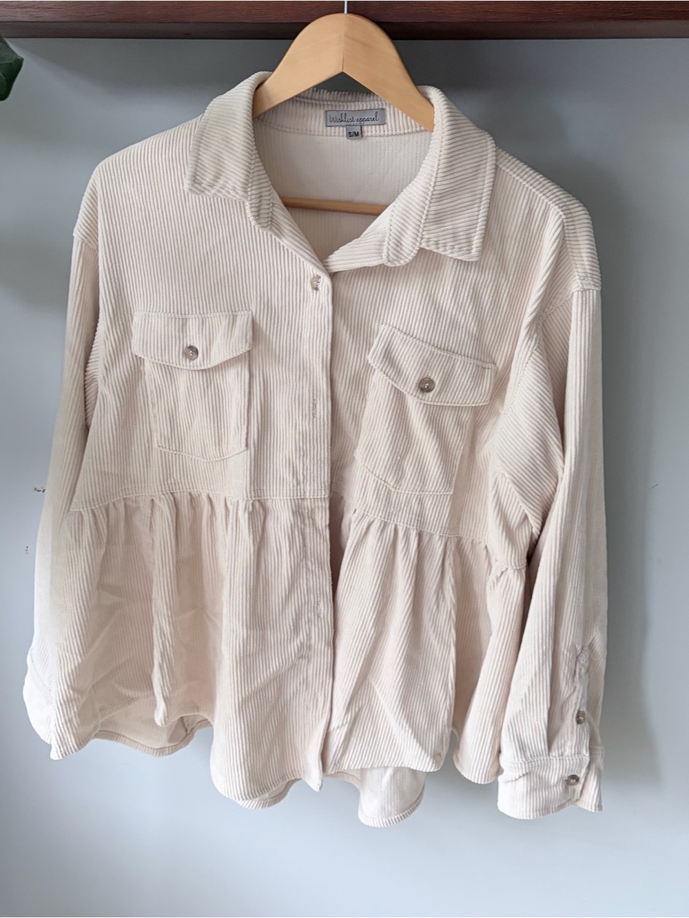 Wishlist Cream Corduroy Peplum Shacket